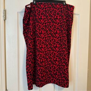 Banana Republic Red and Black Animal Print Pencil Skirt